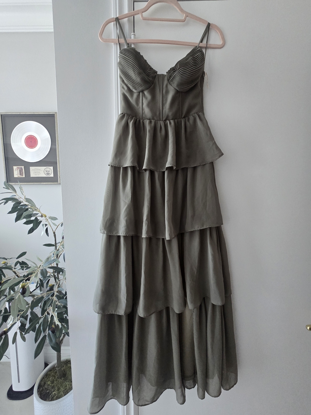 Birdy Grey Lola Dress Chiffon Tiered Maxi Dress with Pleated Bodice